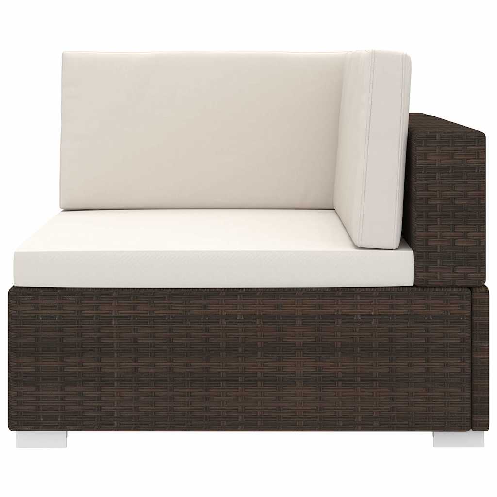 Sectional Corner Chair with Cushions Poly Rattan Brown