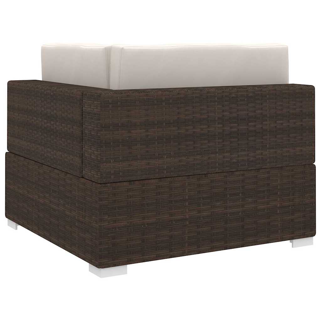 Sectional Corner Chair with Cushions Poly Rattan Brown