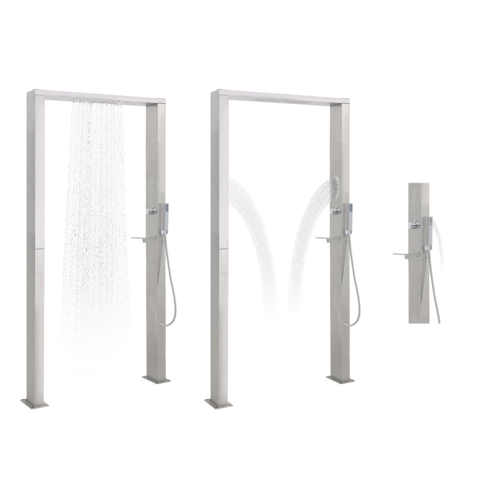 vidaXL Outdoor Shower Stainless Steel Double Jets