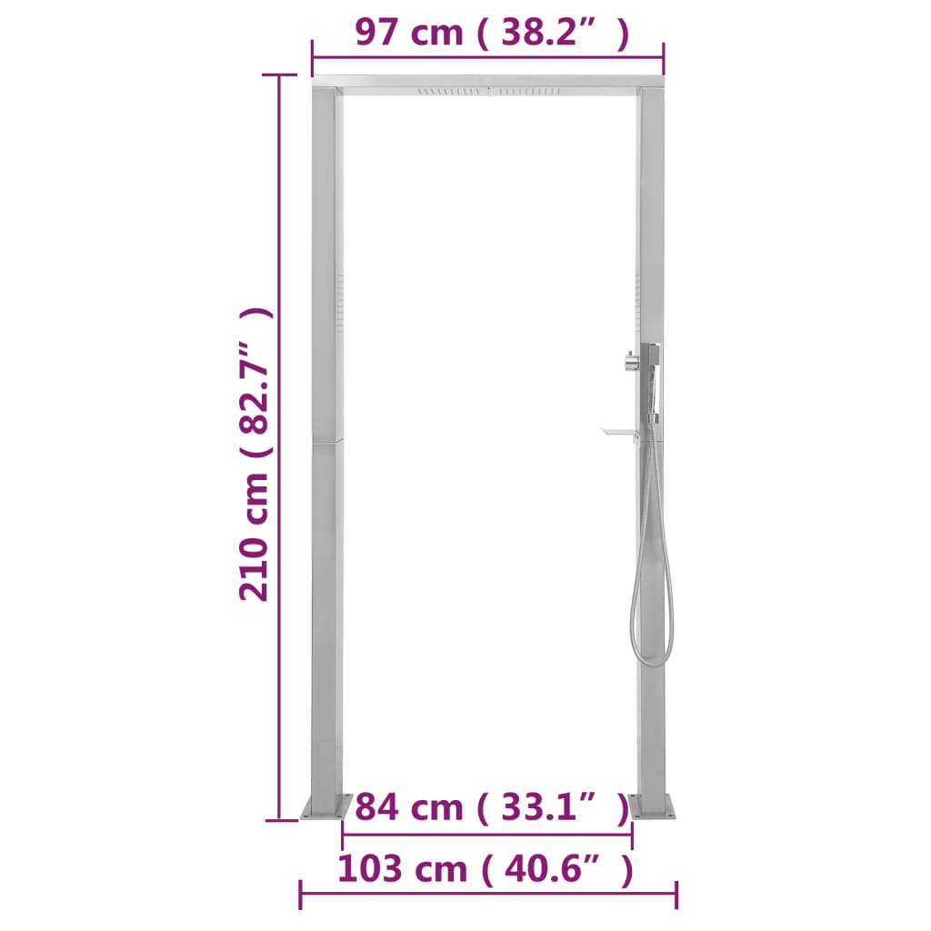 vidaXL Outdoor Shower Stainless Steel Double Jets