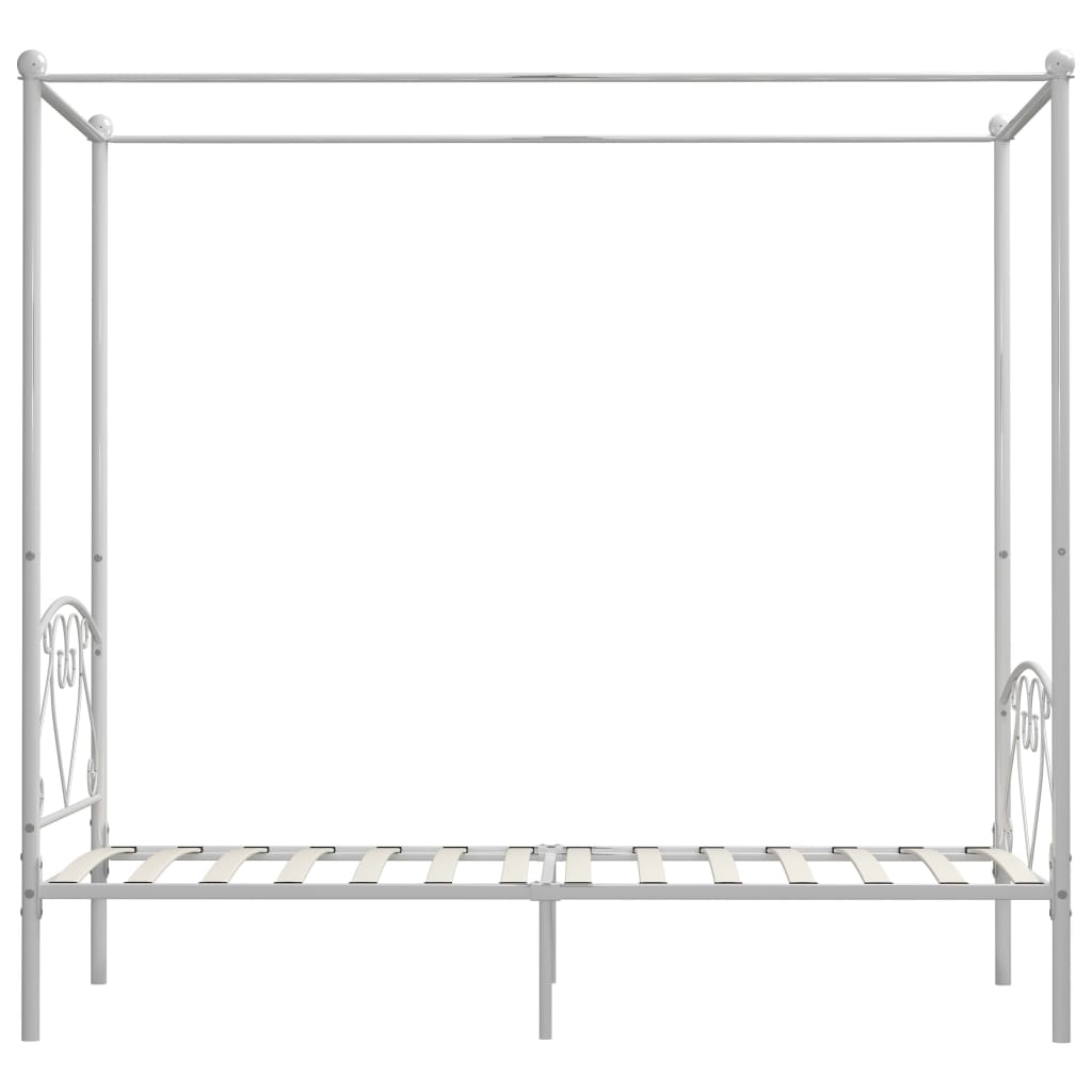 284426 vidaXL Canopy Bed Frame without Mattress White Metal 90x200 cm