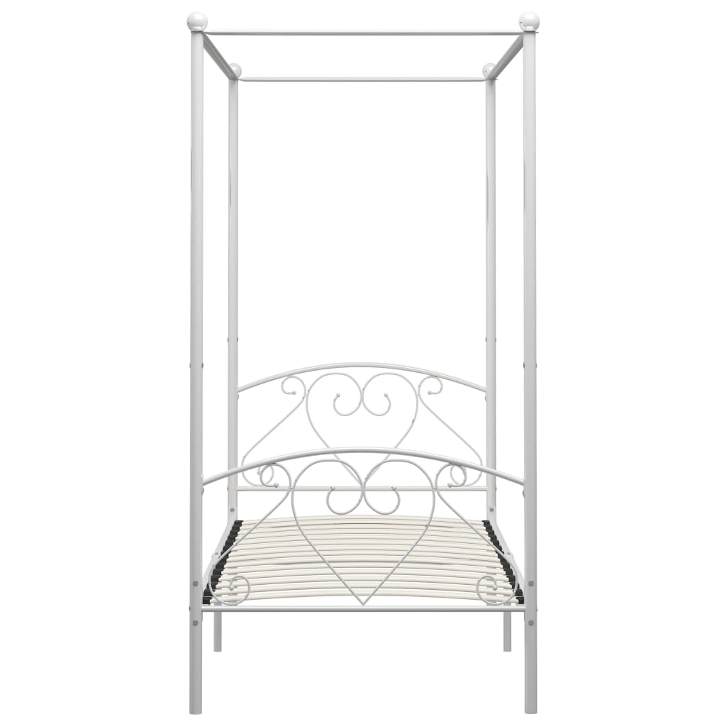 284428 vidaXL Canopy Bed Frame without Mattress White Metal 120x200 cm