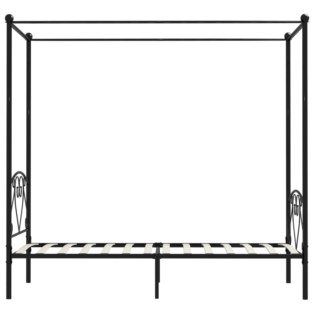 284434 vidaXL Canopy Bed Frame without Mattress Black Metal 100x200 cm