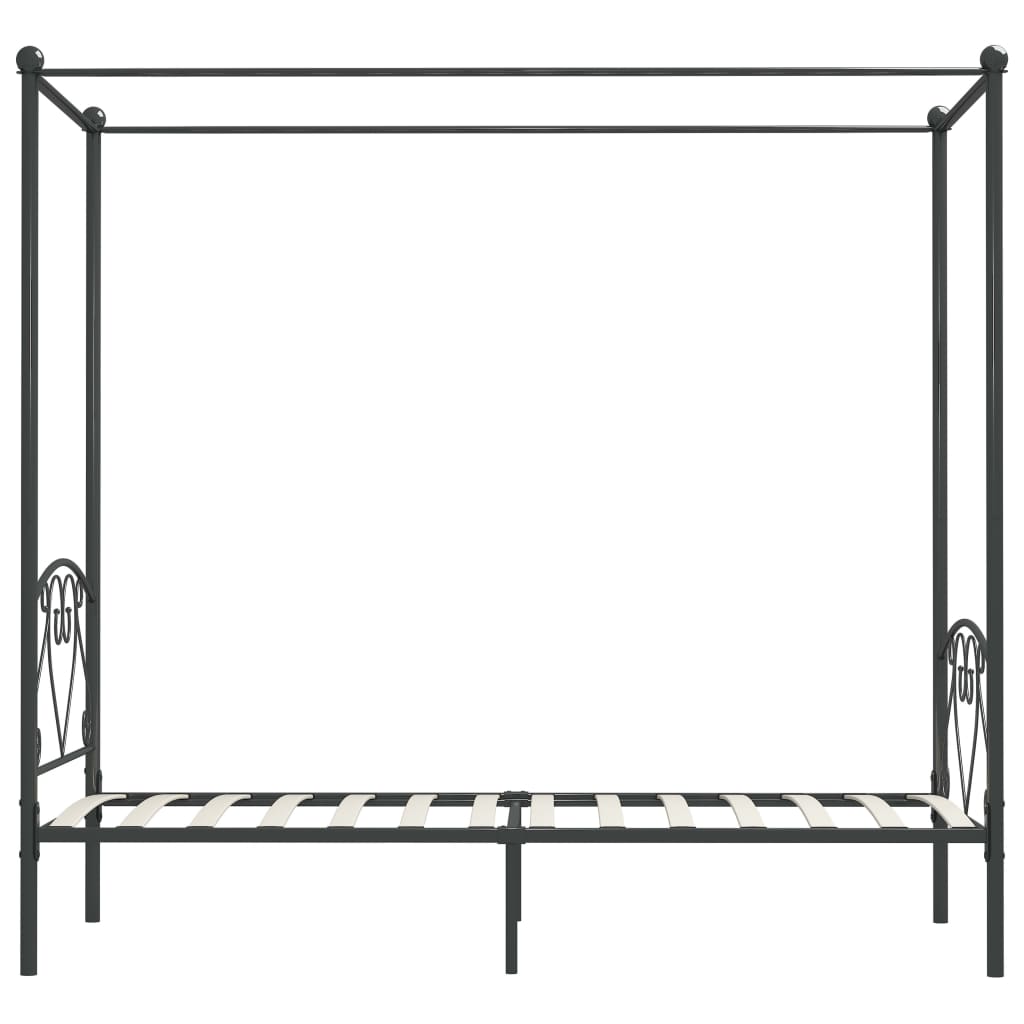 284440 vidaXL Canopy Bed Frame without Mattress Grey Metal 90x200 cm