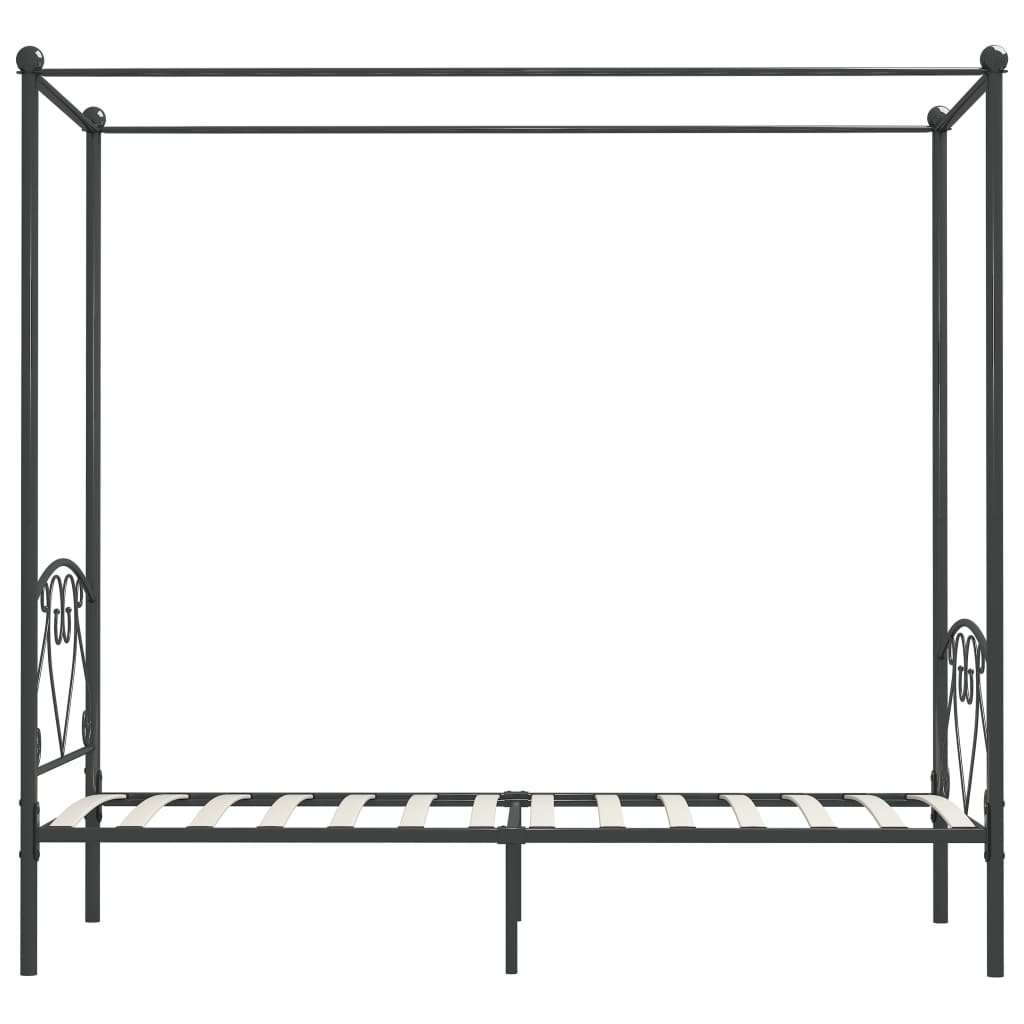 284441 vidaXL Canopy Bed Frame without Mattress Grey Metal 100x200 cm