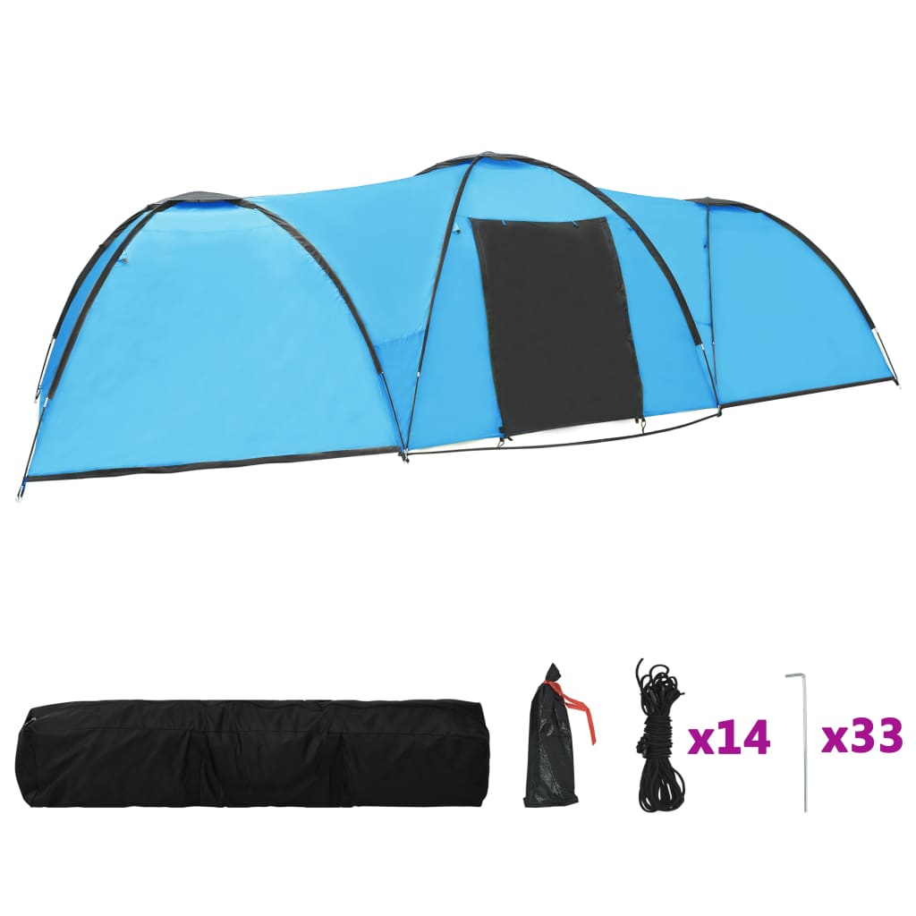 Tente de camping Igloo 650x240x190 cm 8 personnes Bleu