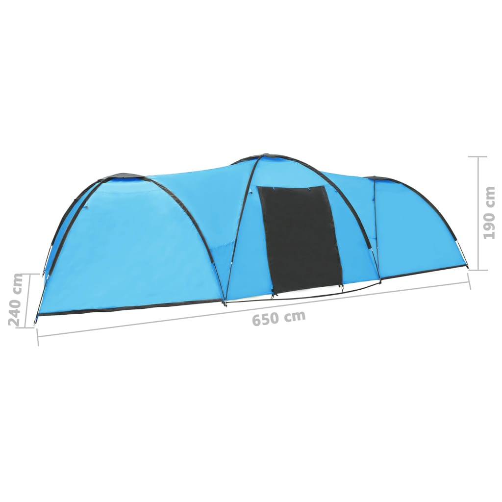 Camping Iglotent 650x240x190 cm 8 Persoons Blauw