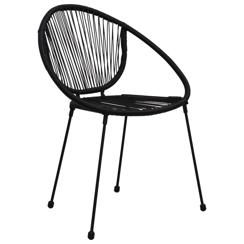 Garden Chair | Set of 2 | Black | PVC rattan, steel | Standard