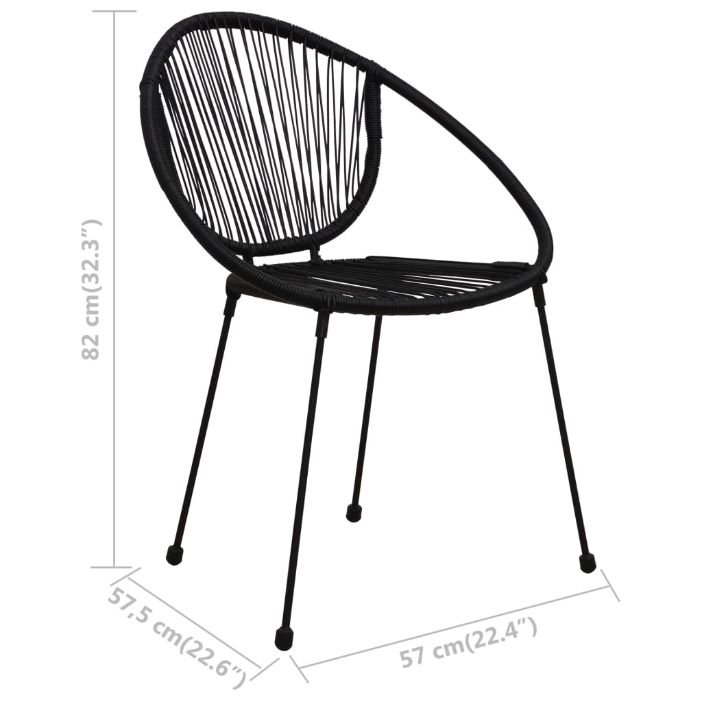 Garden Chair | Set of 2 | Black | PVC rattan, steel | Standard