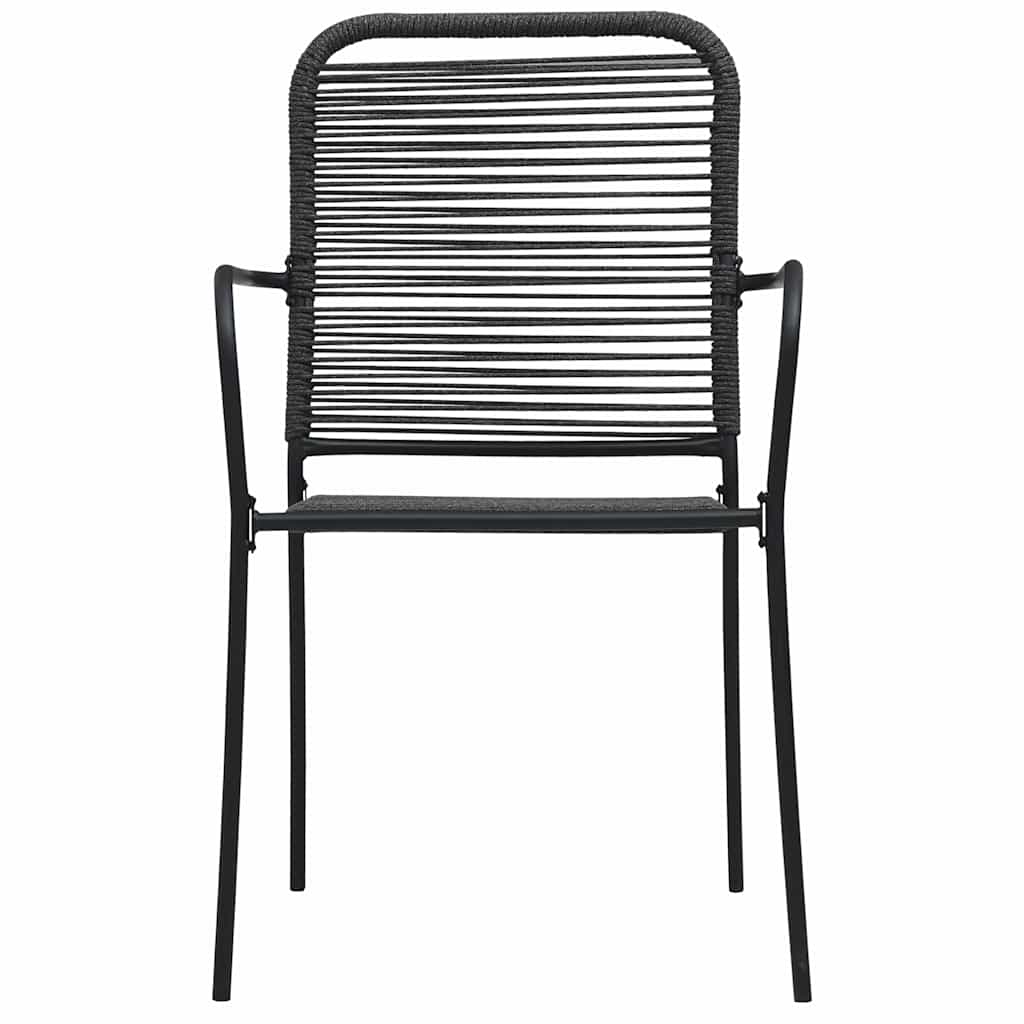 Dining Set | Black | Cotton Rope, Powder-Coated Steel, Tempered Glass