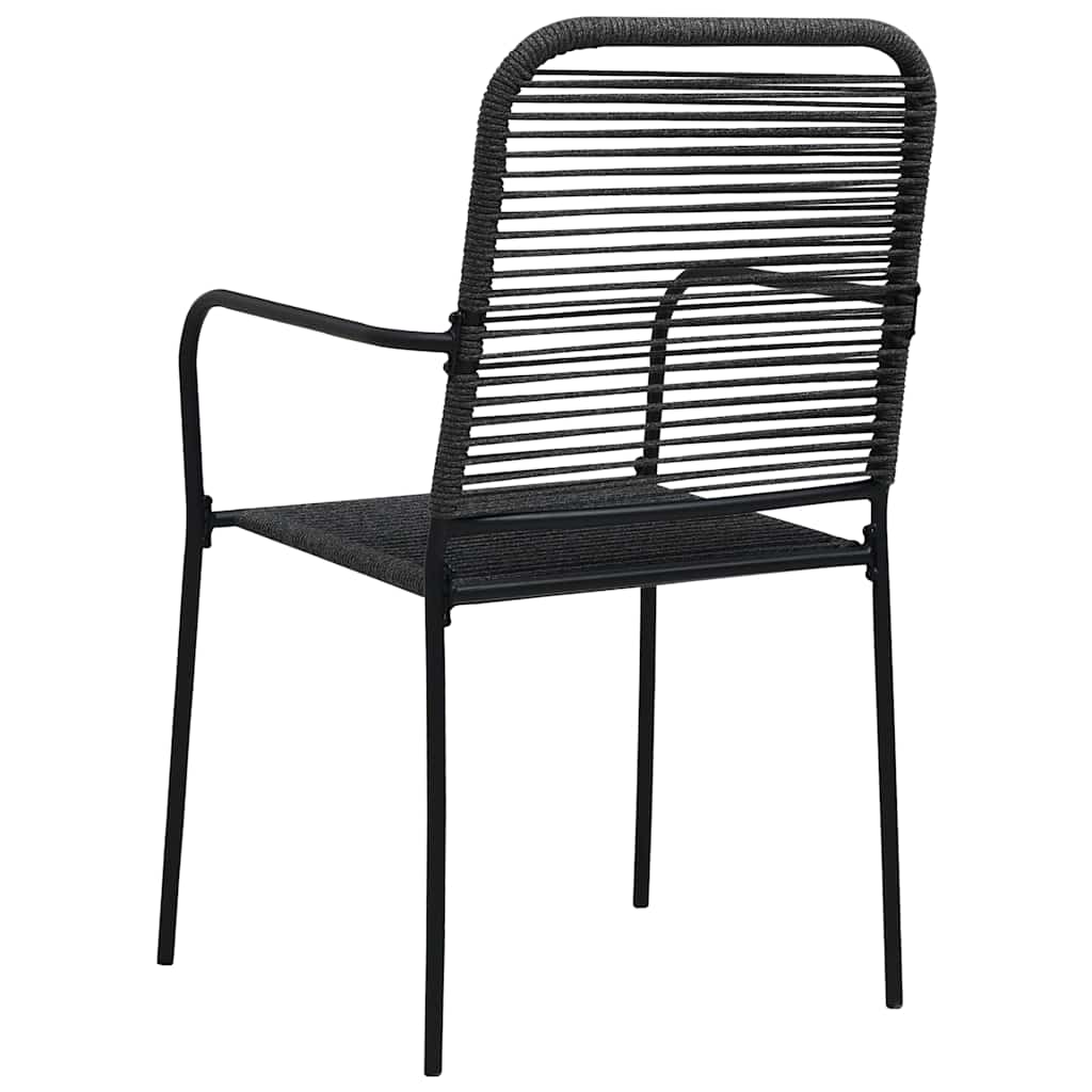 Dining Set | Black | Cotton Rope, Powder-Coated Steel, Tempered Glass