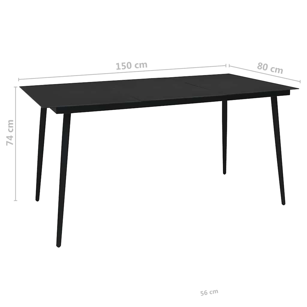 Dining Set | Black | Cotton Rope, Powder-Coated Steel, Tempered Glass