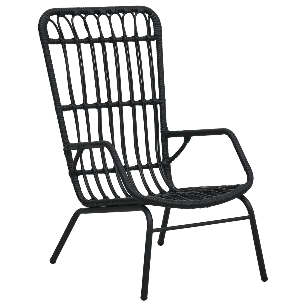 Garden Chair | Black | Poly Rattan, Powder-Coated Steel | Medium