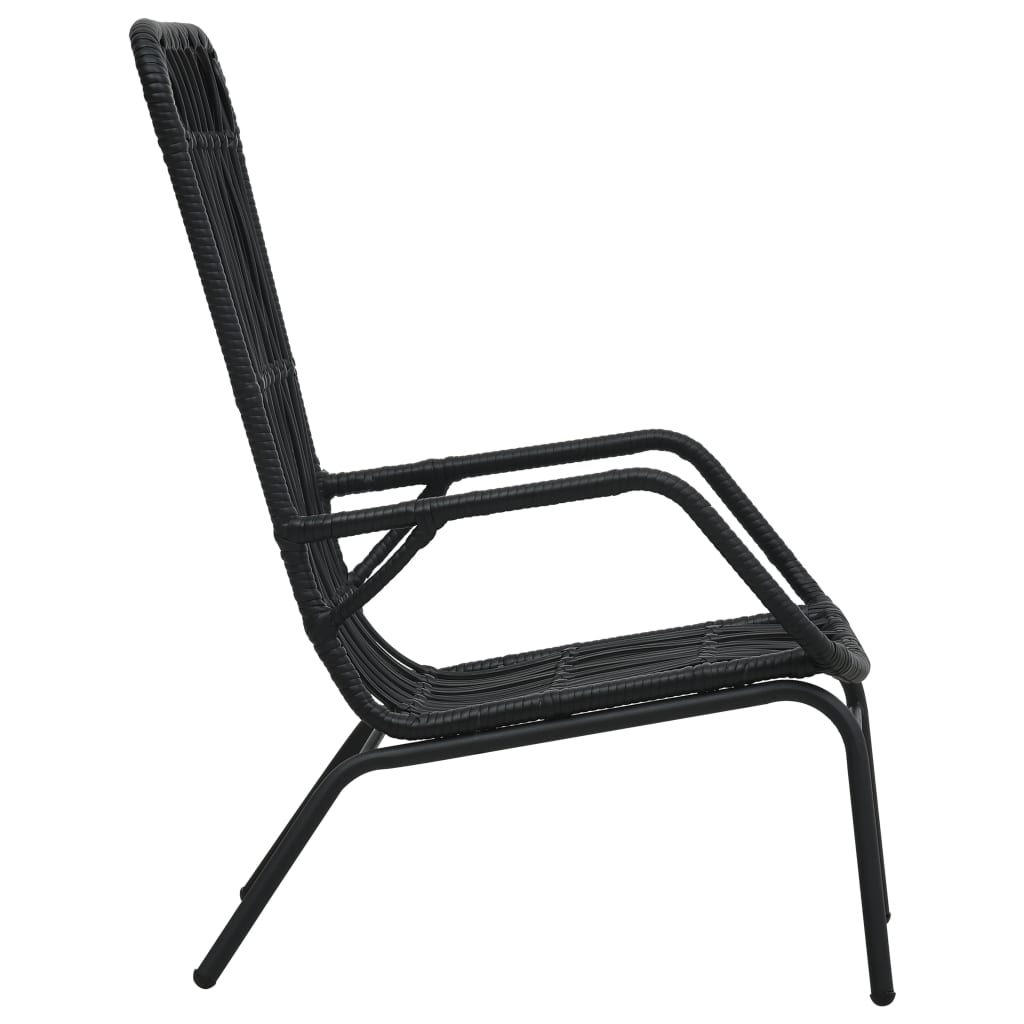 Garden Chair | Black | Poly Rattan, Powder-Coated Steel | Medium