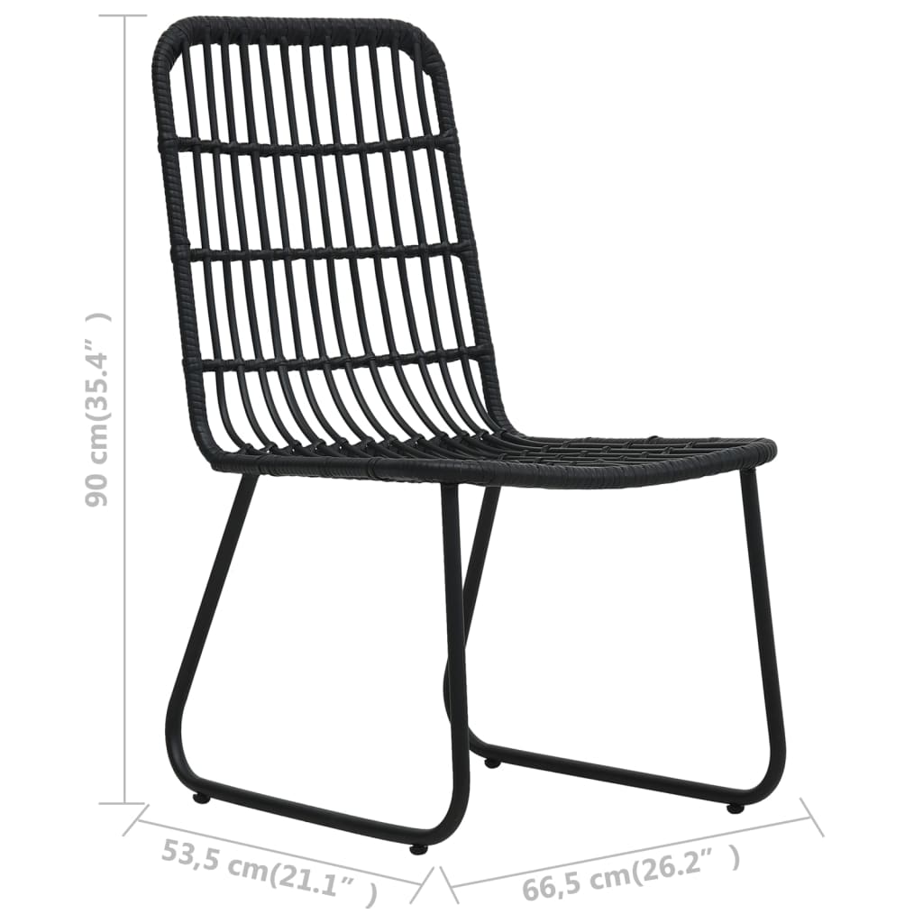 Bistro Set | Black, Transparent | PE rattan, powder-coated steel, glass