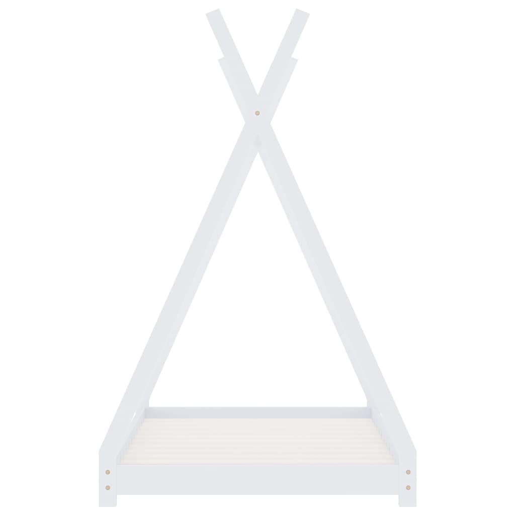 Kids Bed Frame White Solid Pine Wood 70x140 cm