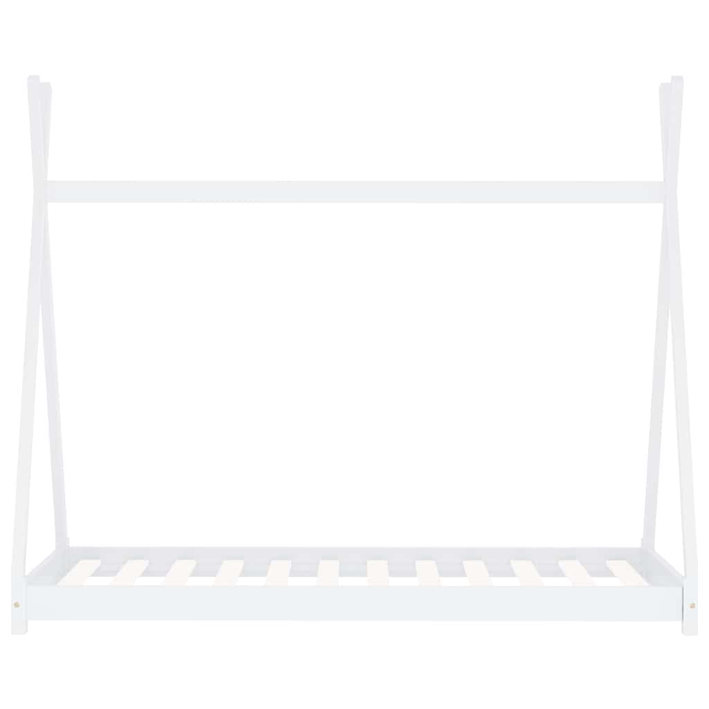 Kids Bed Frame White Solid Pine Wood 80x160 cm