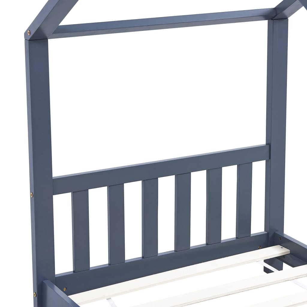 vidaXL Kids Bed Frame Grey Solid Pine Wood 70x140 cm