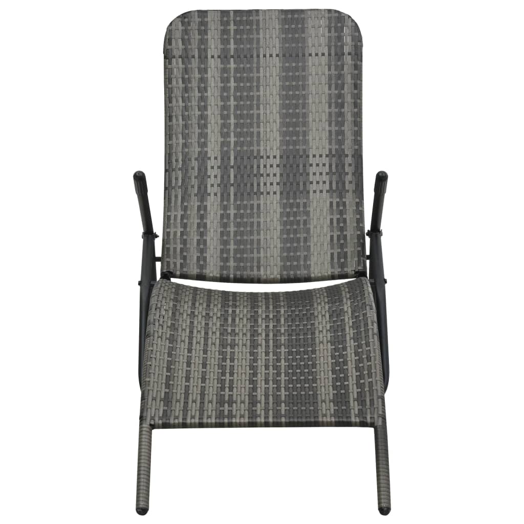 Sunlounger | Grey | Made of PE rattan and powder-coated steel