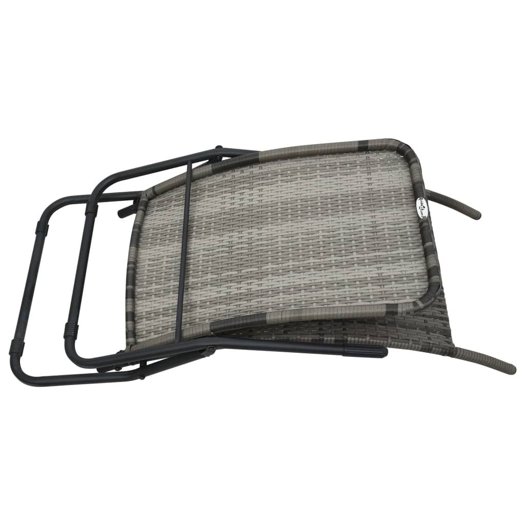 Sunlounger | Grey | Made of PE rattan and powder-coated steel