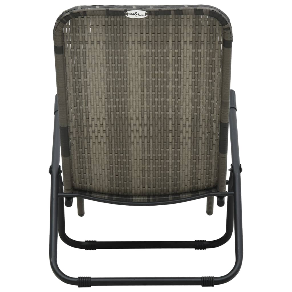 Sunlounger | Grey | Made of PE rattan and powder-coated steel
