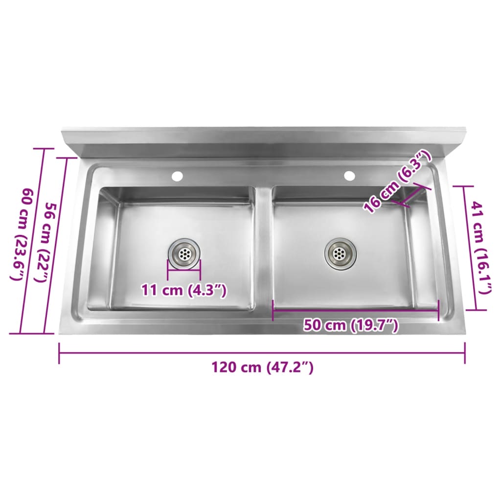 vidaXL Kitchen Sink Double Basin Stainless Steel