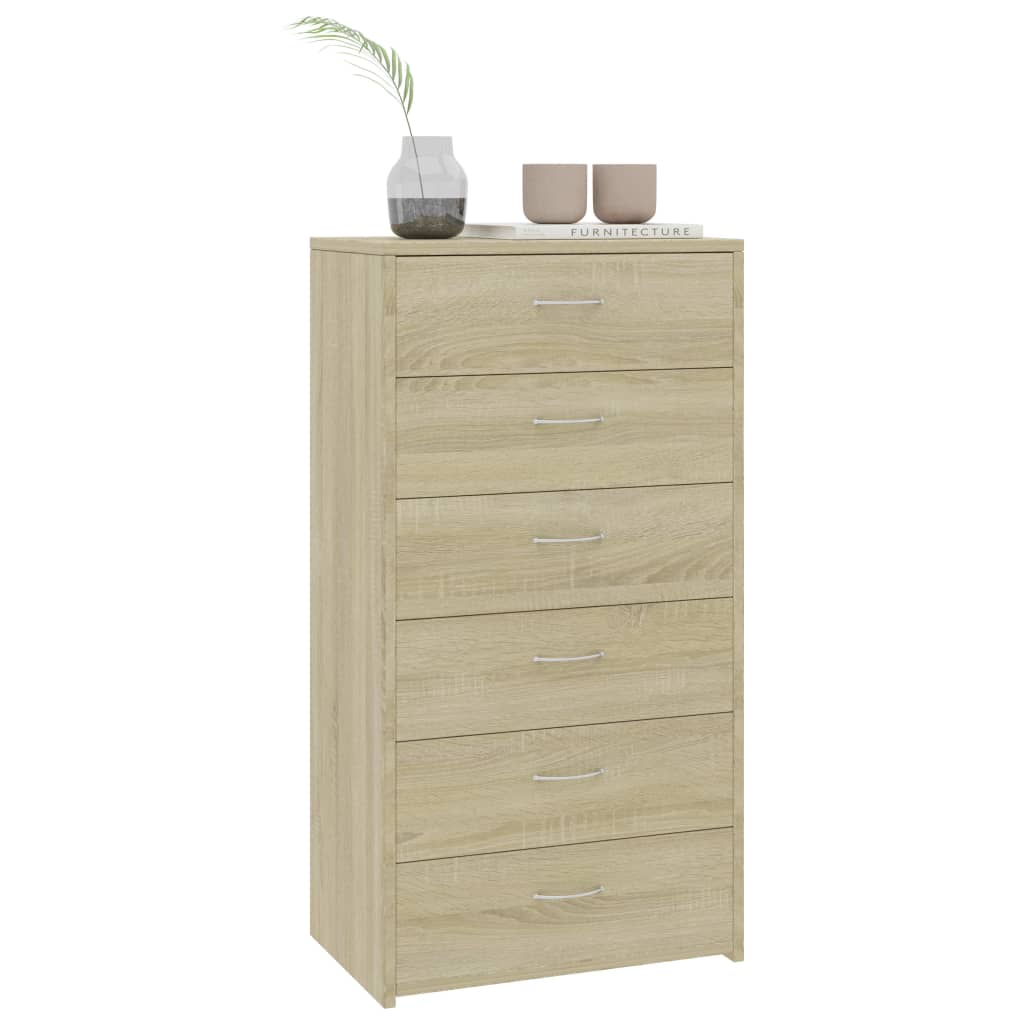 vidaXL Sideboard with 6 Drawers Sonoma Oak 50x34x96 cm Engineered Wood