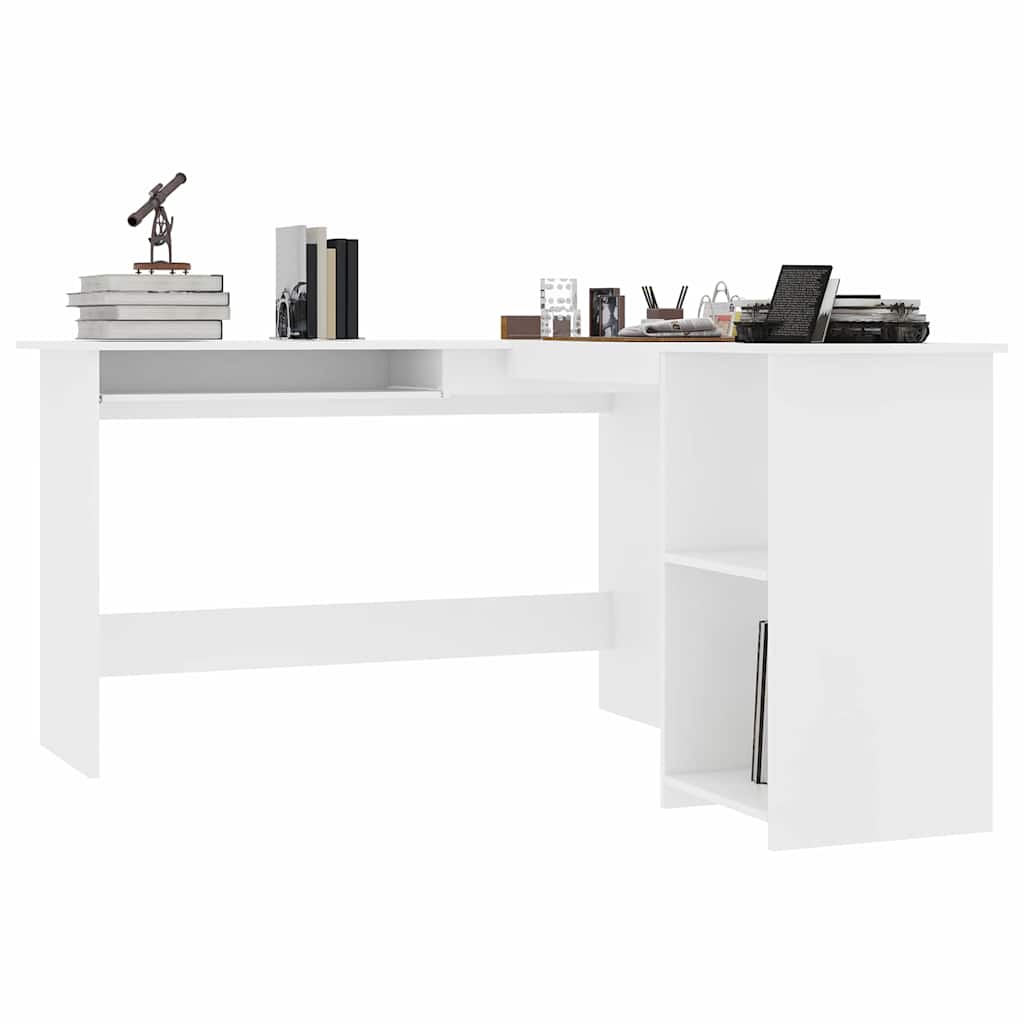 800747 vidaXL L-Shaped Corner Desk White 120x140x75 cm Engineered Wood