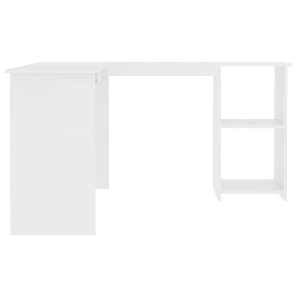 800747 vidaXL L-Shaped Corner Desk White 120x140x75 cm Engineered Wood