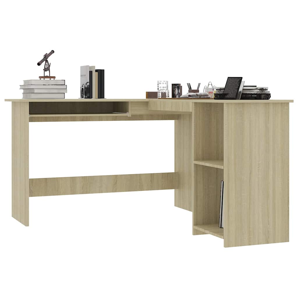 800750 vidaXL L-Shaped Corner Desk Sonoma Oak 120x140x75 cm Engineered Wood