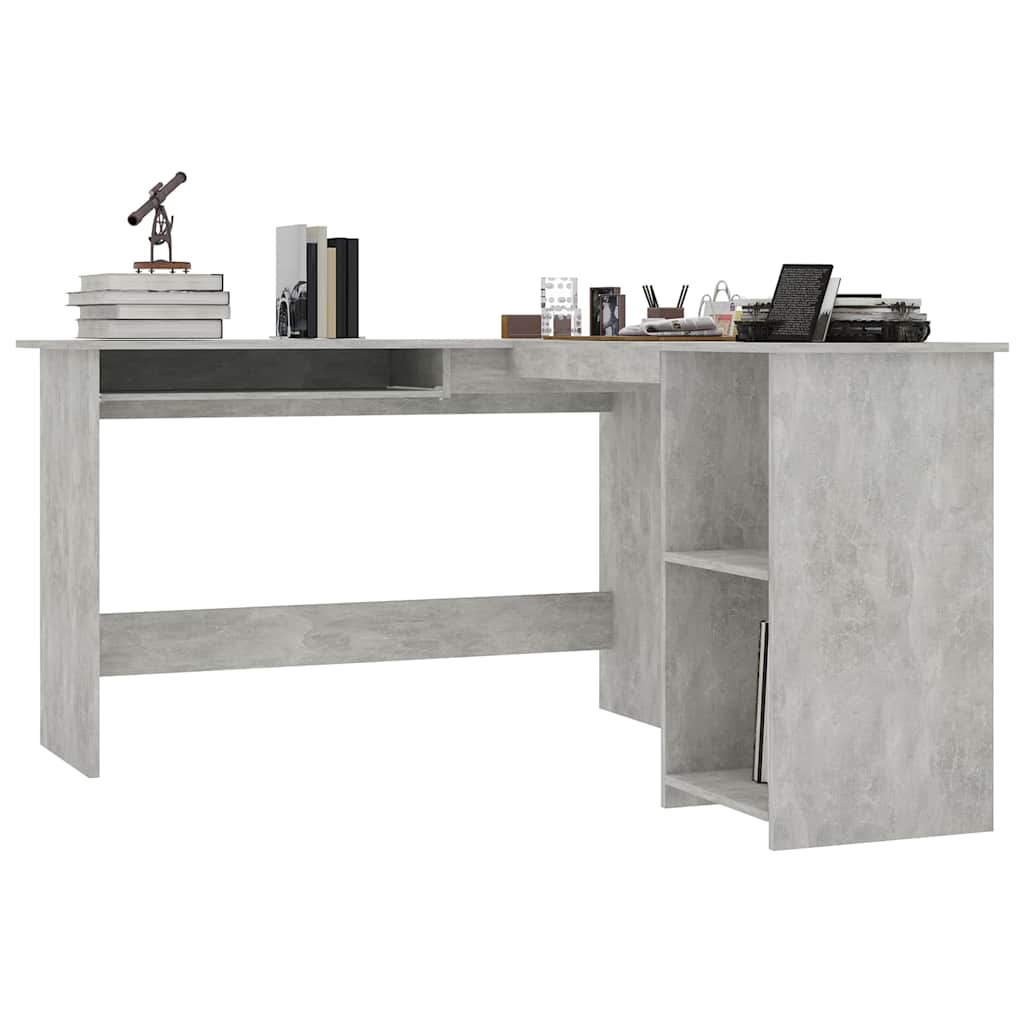 L-Shaped Corner Desk Concrete Grey 120x140x75cm Engineered Wood