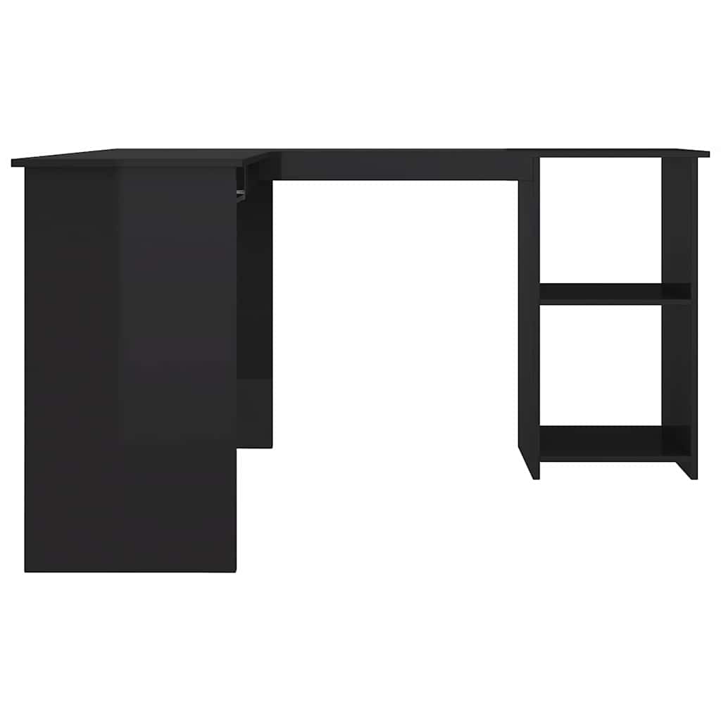 L-Shaped Corner Desk High Gloss Black 120x140x75 cm