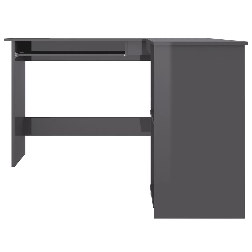 vidaXL L-Shaped Corner Desk High Gloss Grey 120x140x75 cm Engineered Wood