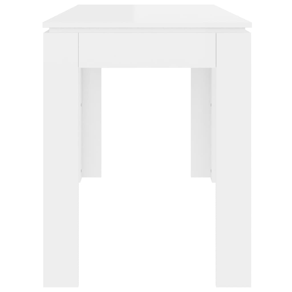 Table à manger en bois d'ingénierie blanc brillant 120x60x76 cm