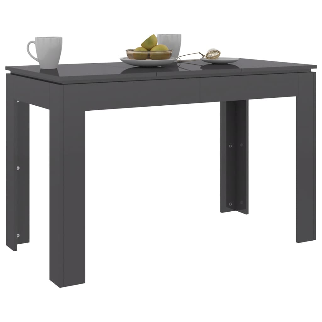 vidaXL Dining Table High Gloss Grey 120x60x76 cm Engineered Wood