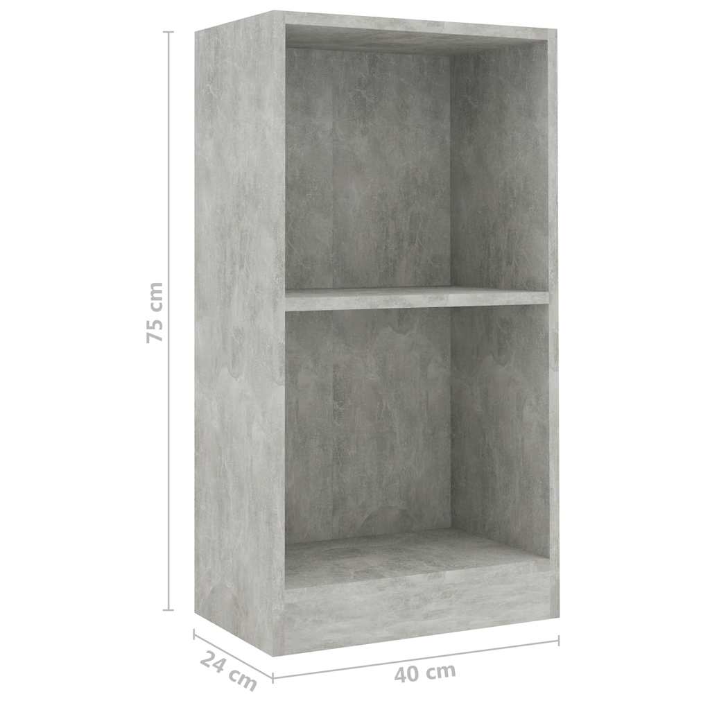 vidaXL Bookshelf Concrete Grey 40x24x75 cm Engineered Wood