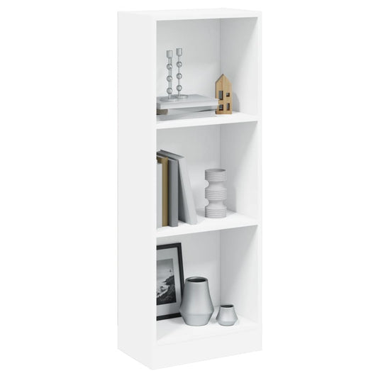 3-Tier Boekenkast Wit 40x24x108 cm Gebouwd Hout