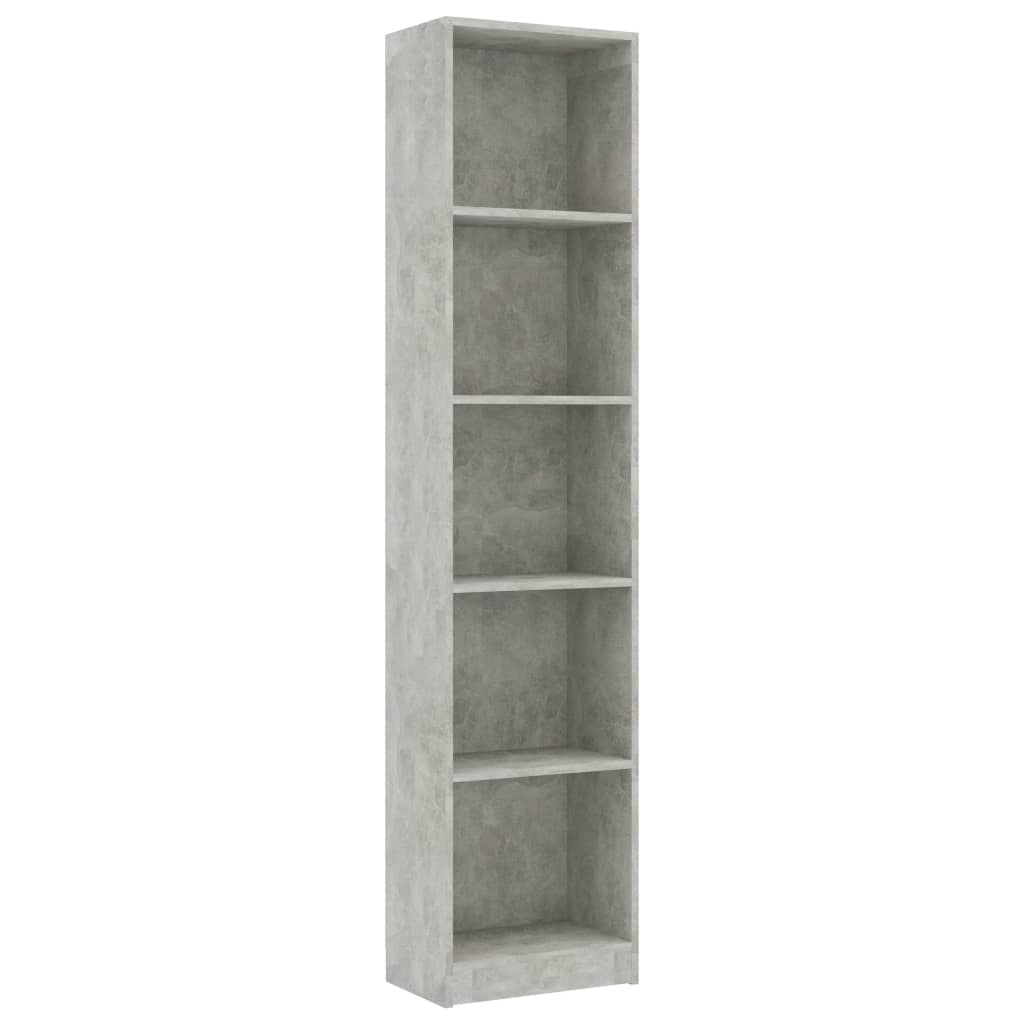 vidaXL 5-Tier Book Cabinet Concrete Grey 40x24x175 cm Engineered Wood