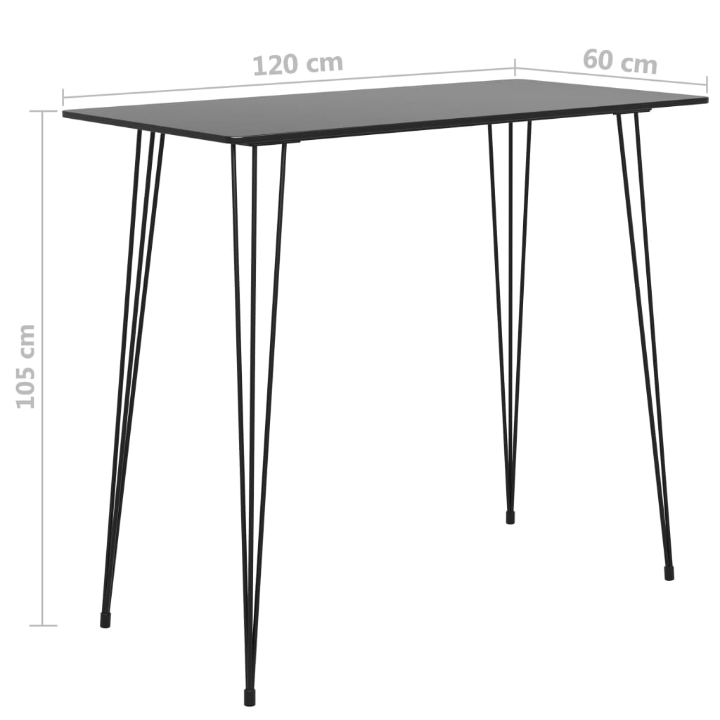 vidaXL Bar Table Black 120x60x105 cm