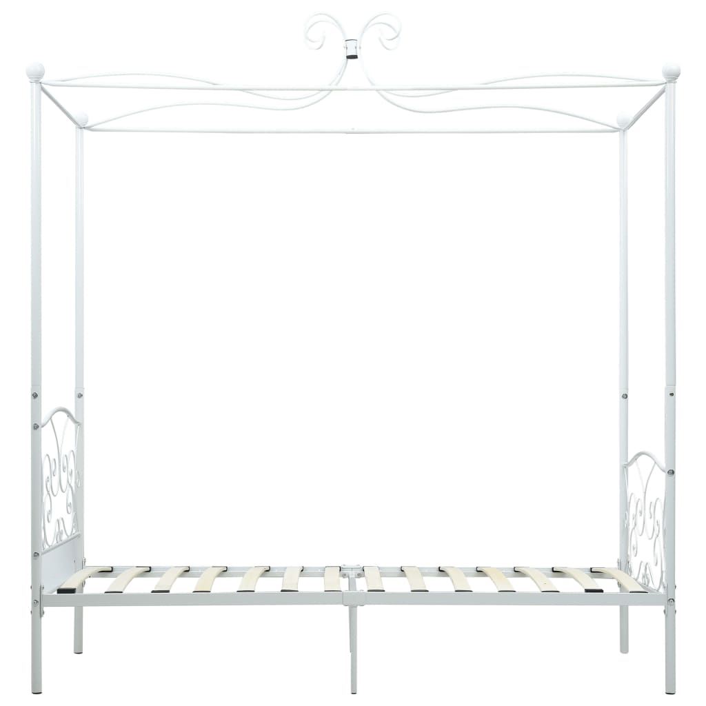 284468 vidaXL Canopy Bed Frame without Mattress White Metal 90x200 cm