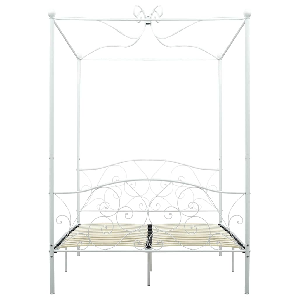 Bed Frame without Mattress with Canopy White 140x200 cm Metal