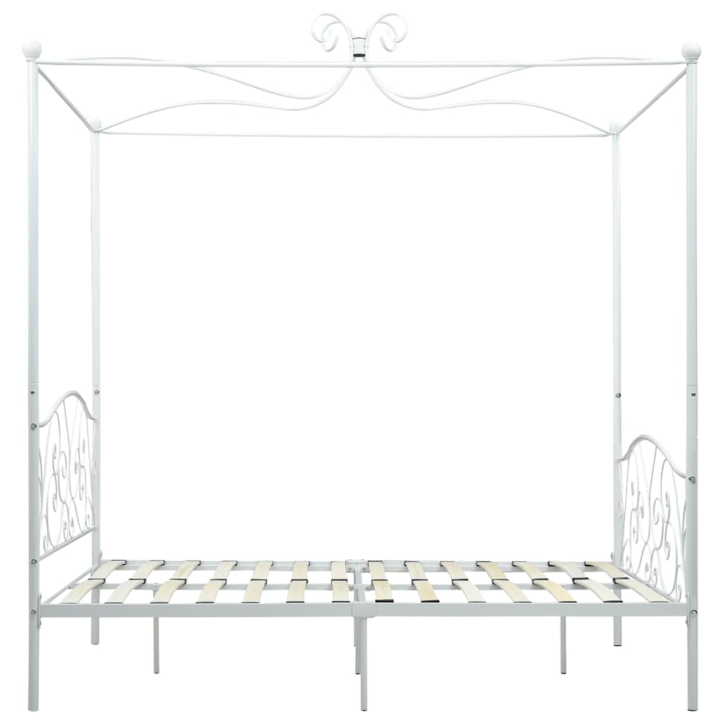 Bed Frame without Mattress with Canopy White 140x200 cm Metal
