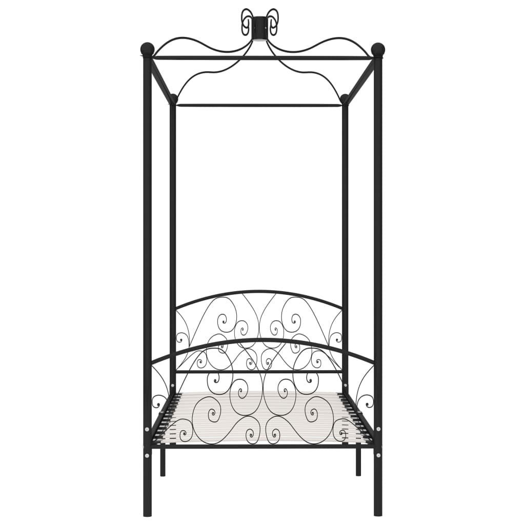 284474 vidaXL Canopy Bed Frame without Mattress Black Metal 90x200 cm