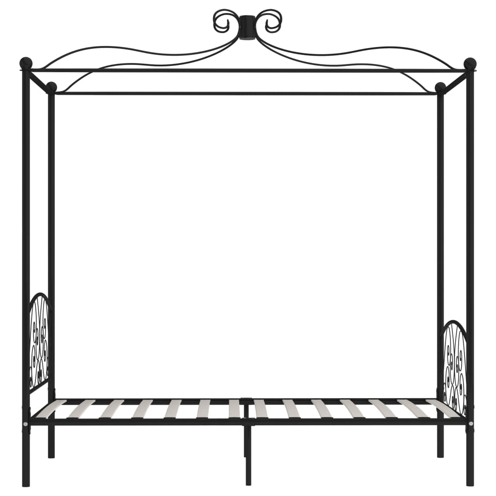 284474 vidaXL Canopy Bed Frame without Mattress Black Metal 90x200 cm