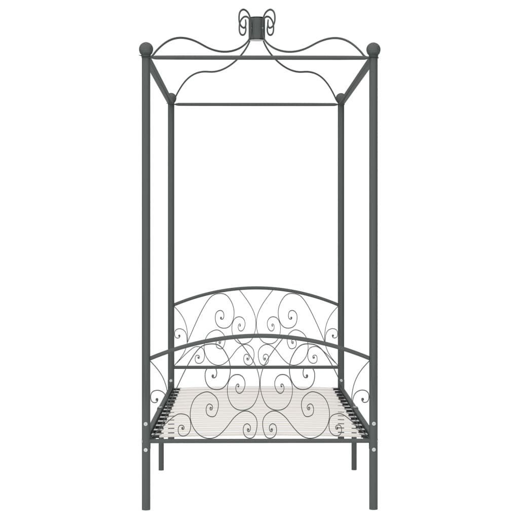 284480 vidaXL Canopy Bed Frame without Mattress Grey Metal 90x200 cm