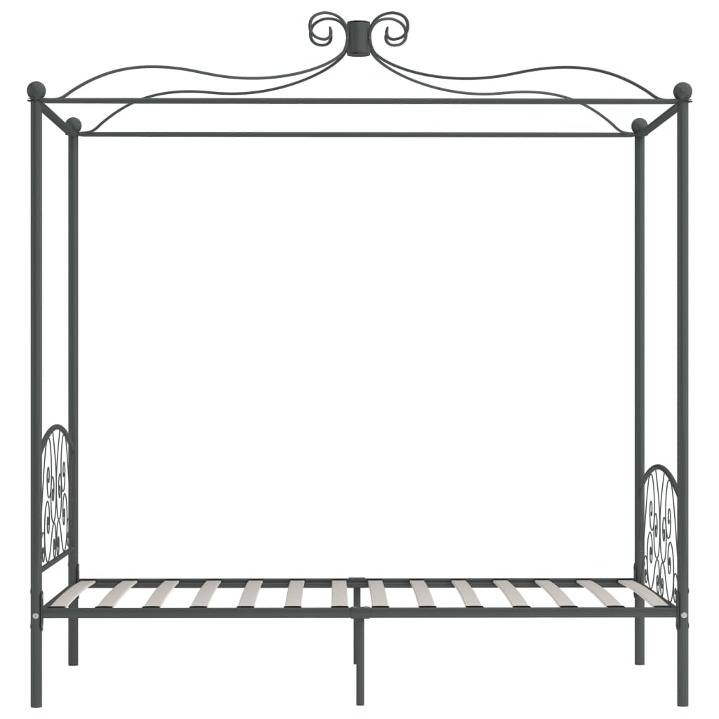 284480 vidaXL Canopy Bed Frame without Mattress Grey Metal 90x200 cm