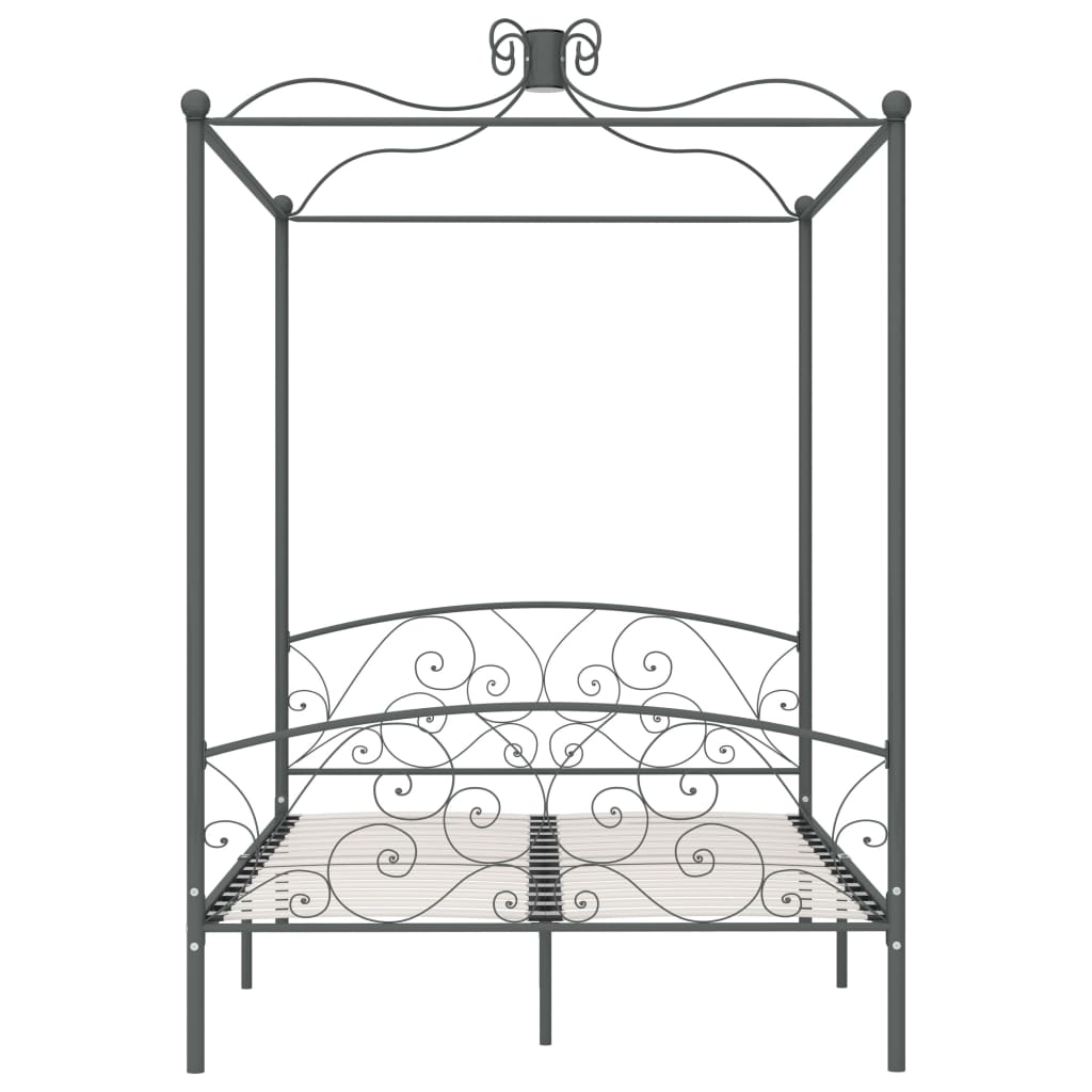 284482 vidaXL Canopy Bed Frame without Mattress Grey Metal 120x200 cm