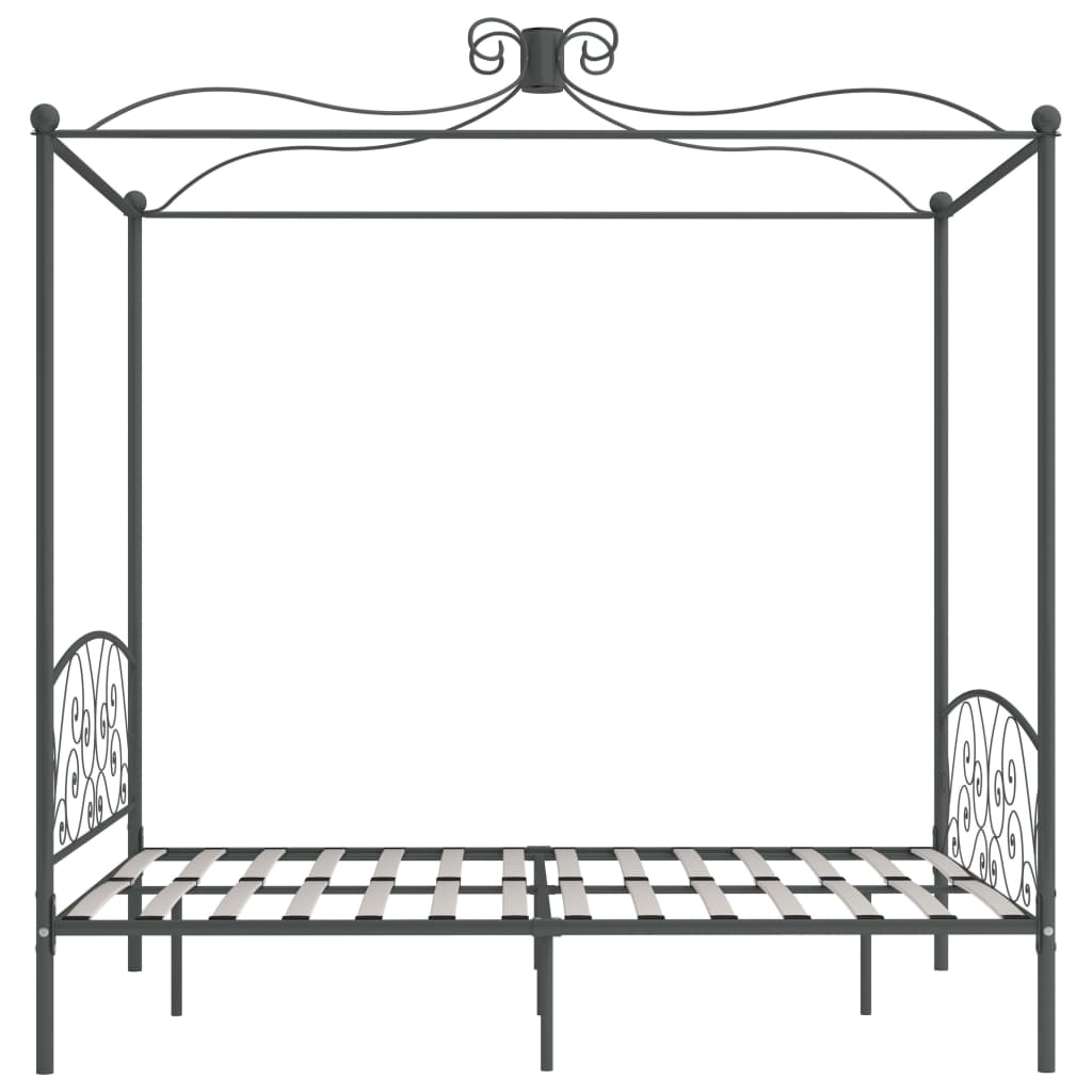 284484 vidaXL Canopy Bed Frame without Mattress Grey Metal 160x200 cm