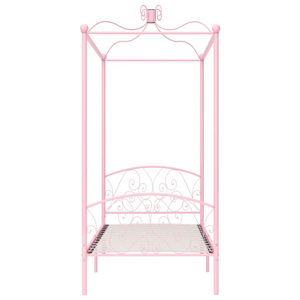 284486 vidaXL Canopy Bed Frame without Mattress Pink Metal 90x200 cm