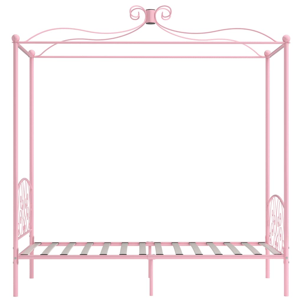 284486 vidaXL Canopy Bed Frame without Mattress Pink Metal 90x200 cm